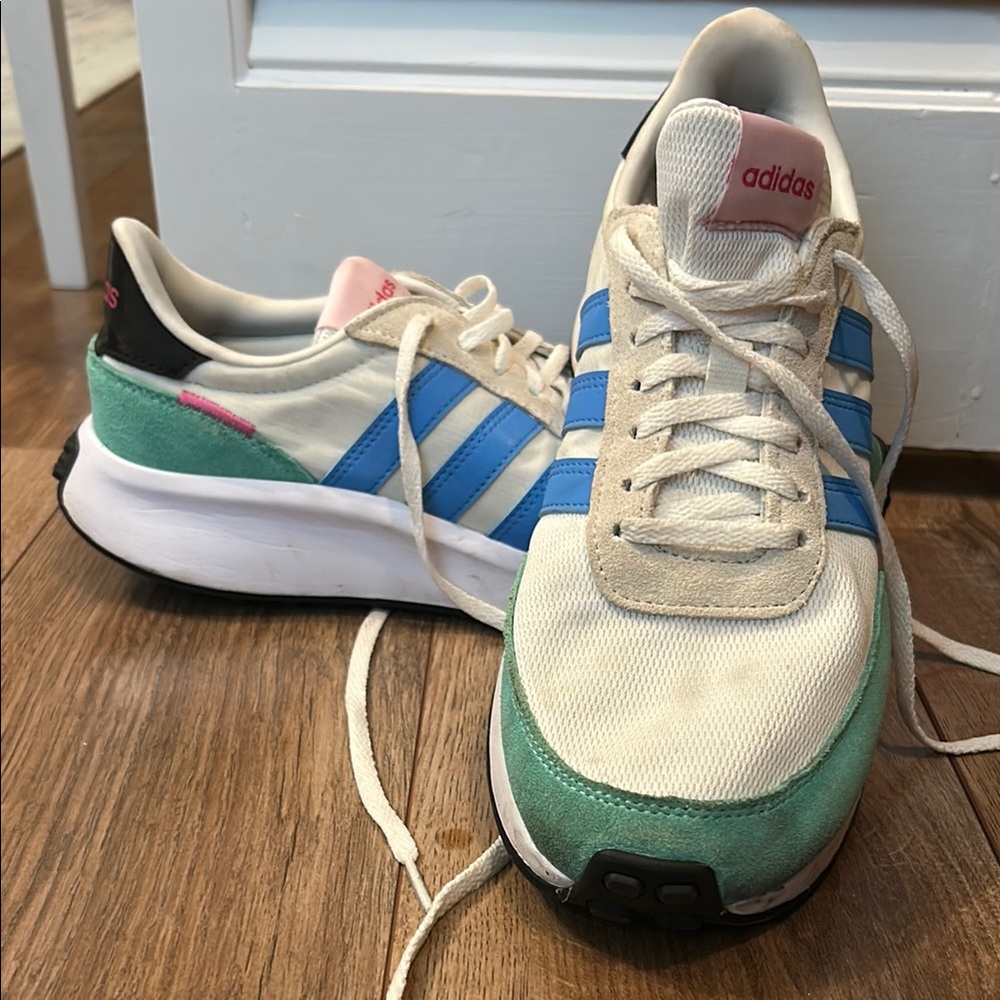 Adidas White and Blue Sneakers